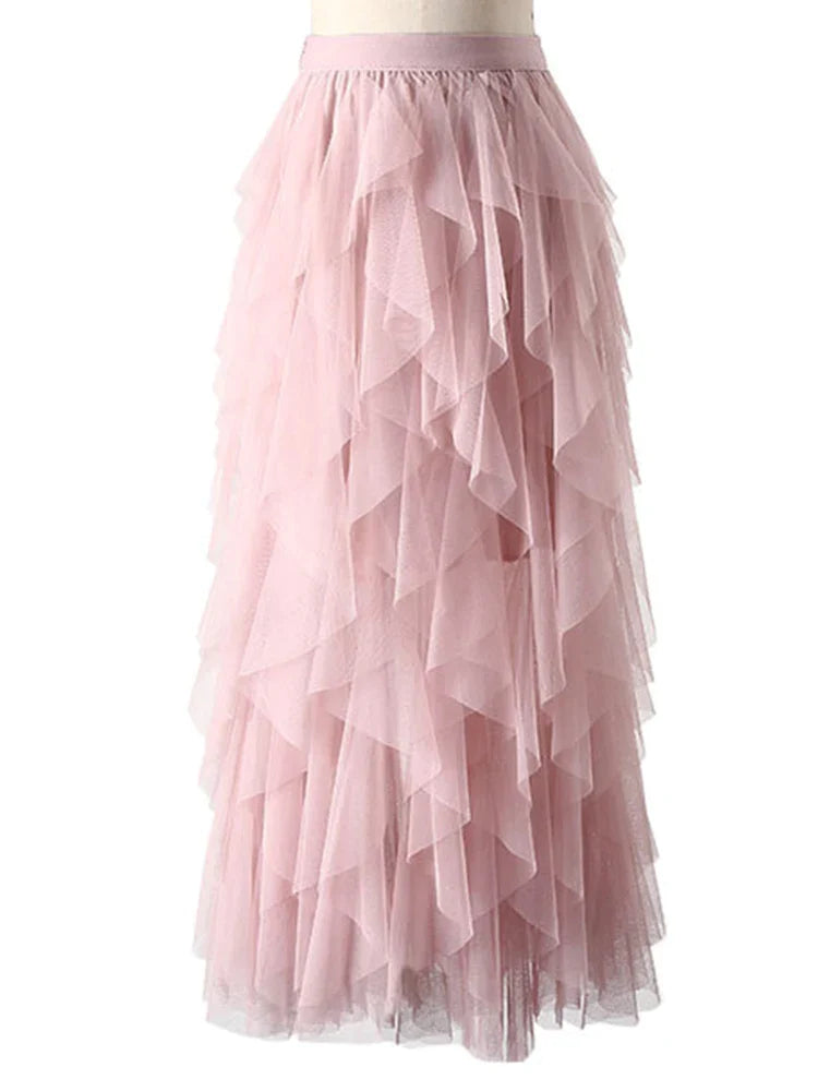 High Waist Pleated Mesh Skirt - Versatile Elegance