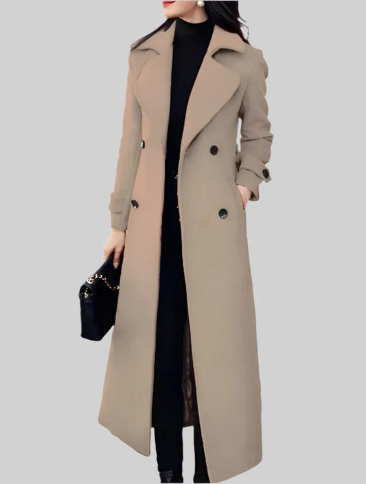 Double-Breasted Wool Blend Formal Coat - by The Nichole Collection