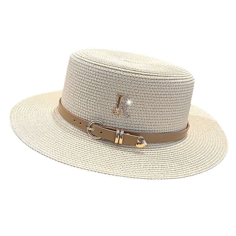 JUST FOR FUN Letter R Buckle Straw Hat 