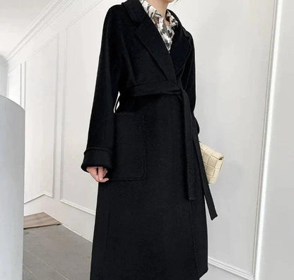 Luxurious Long Length 100% Australian Wool Coat with Turn-Down Collar - Coats by The Nichole Collection