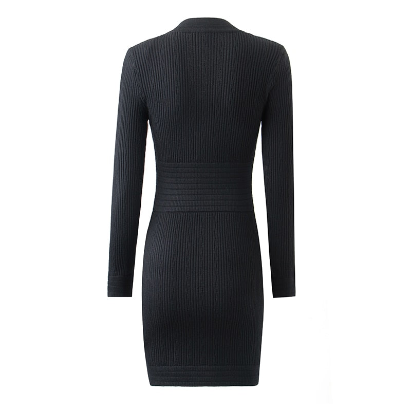 Luxurious Long Sleeve Knitted Mini Dress | On sale | Nylon