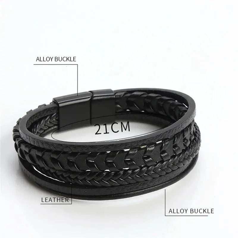 Genuine Leather Bracelets Luxury Hand-Woven Men’s Leather Bracelet