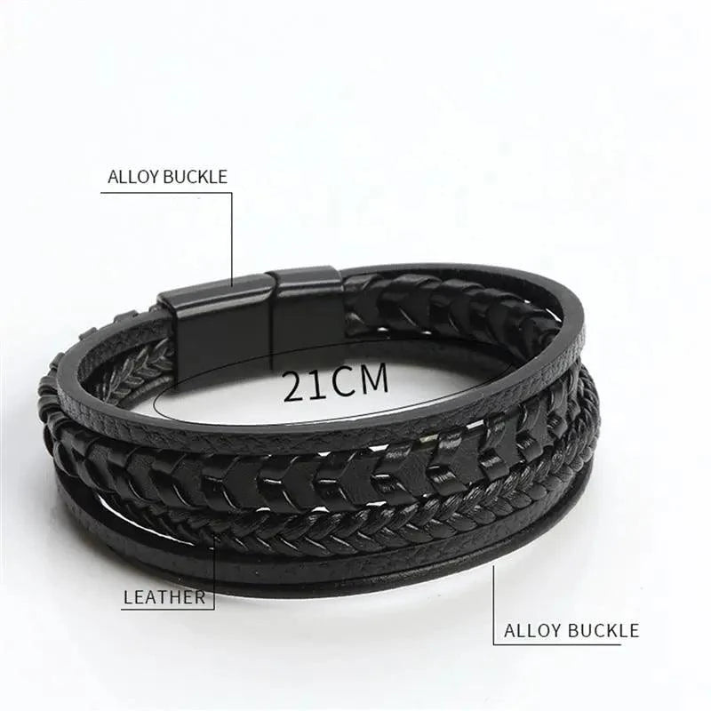 Genuine Leather Bracelets Luxury Hand-Woven Men’s Leather Bracelet