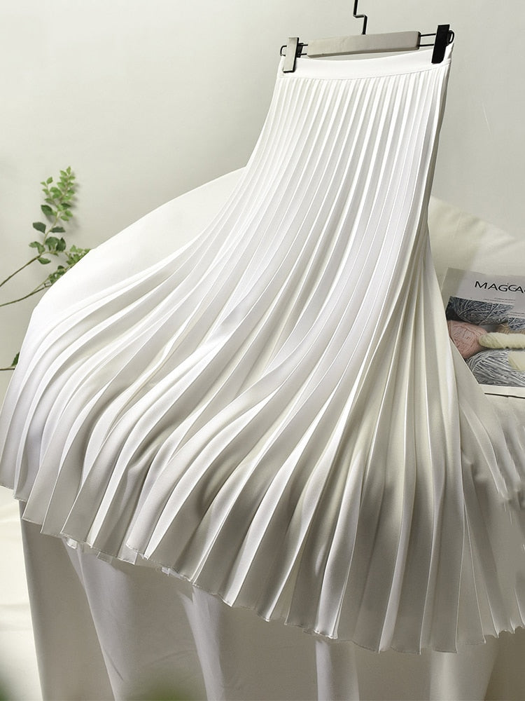 Luxury Pleated High Waist Skirt | On sale | Polyester