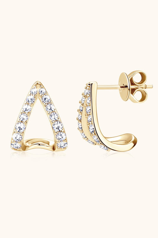 The Nichole Collection Gold / One Size Moissanite Minimalist 925 Sterling Silver Earrings