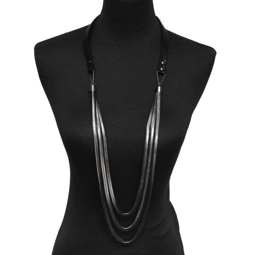 Multi-layer Leather Snake Chain Necklace | On sale |