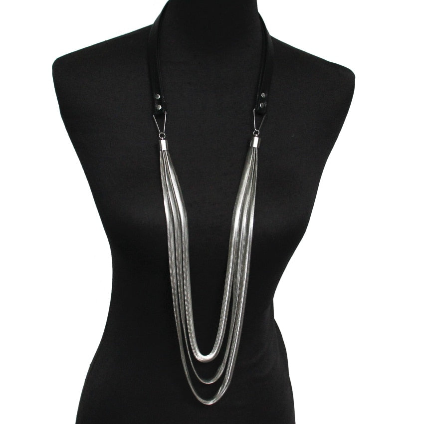 Multi-layer Leather Snake Chain Necklace | On sale |