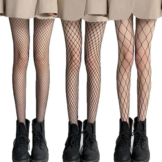 Nylon Fishnet Pantyhose with Floral Pattern - Pantyhose by The Nichole Collection