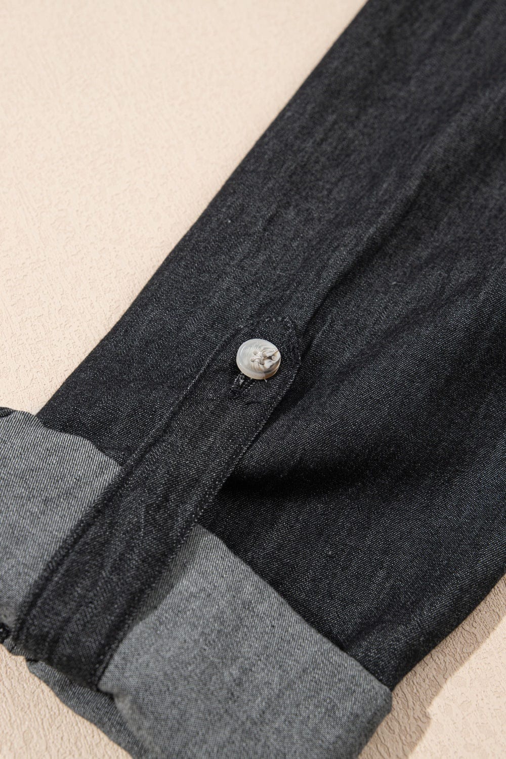 The Nichole Collection Pocketed Collared Neck Long Sleeve Denim Top