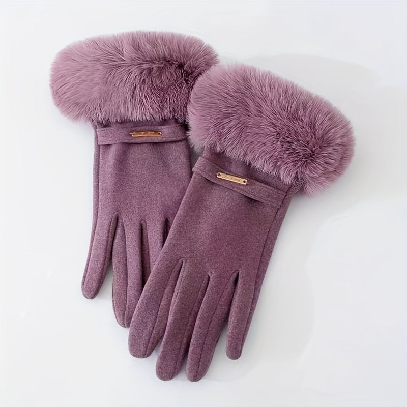 Warm and Cozy Touchscreen Winter Gloves for Women with Plush Cuff and Velvet Soft Lining - by The Nichole Collection