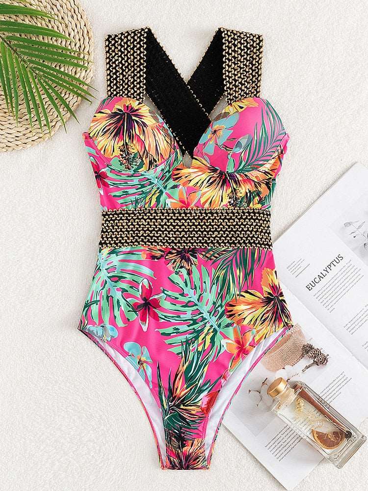Push UP High Cut One Piece Swimsuit 
