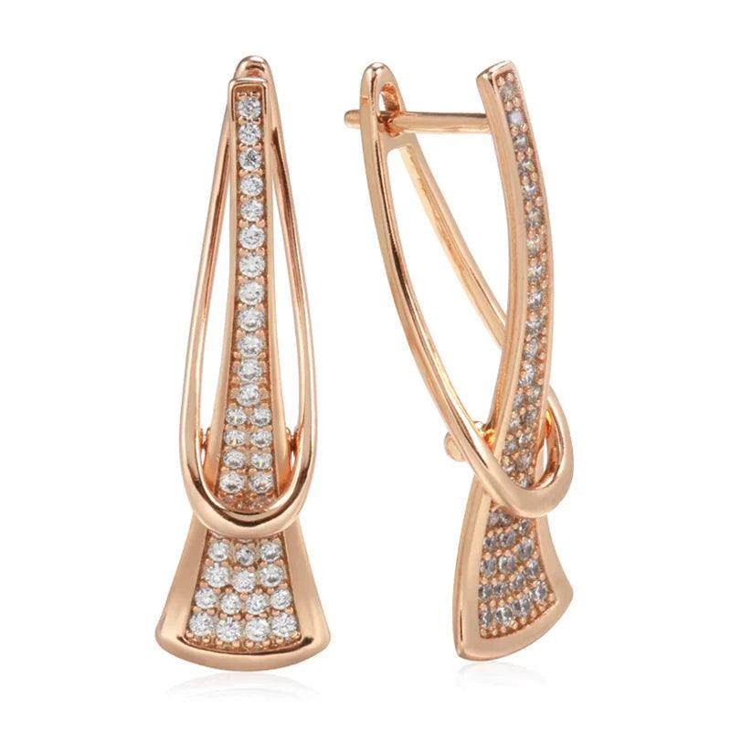 Beautiful Natural Zircon Rose Gold Plated Drop Earrings - The Nichole Collection