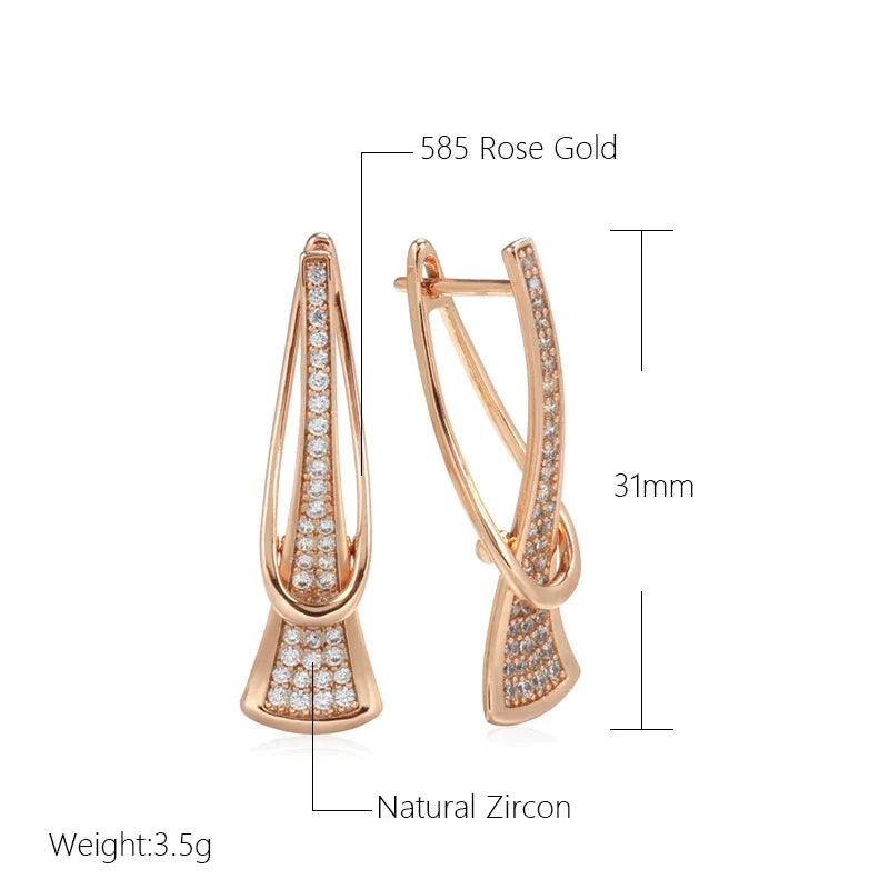 Beautiful Natural Zircon Rose Gold Plated Drop Earrings - The Nichole Collection