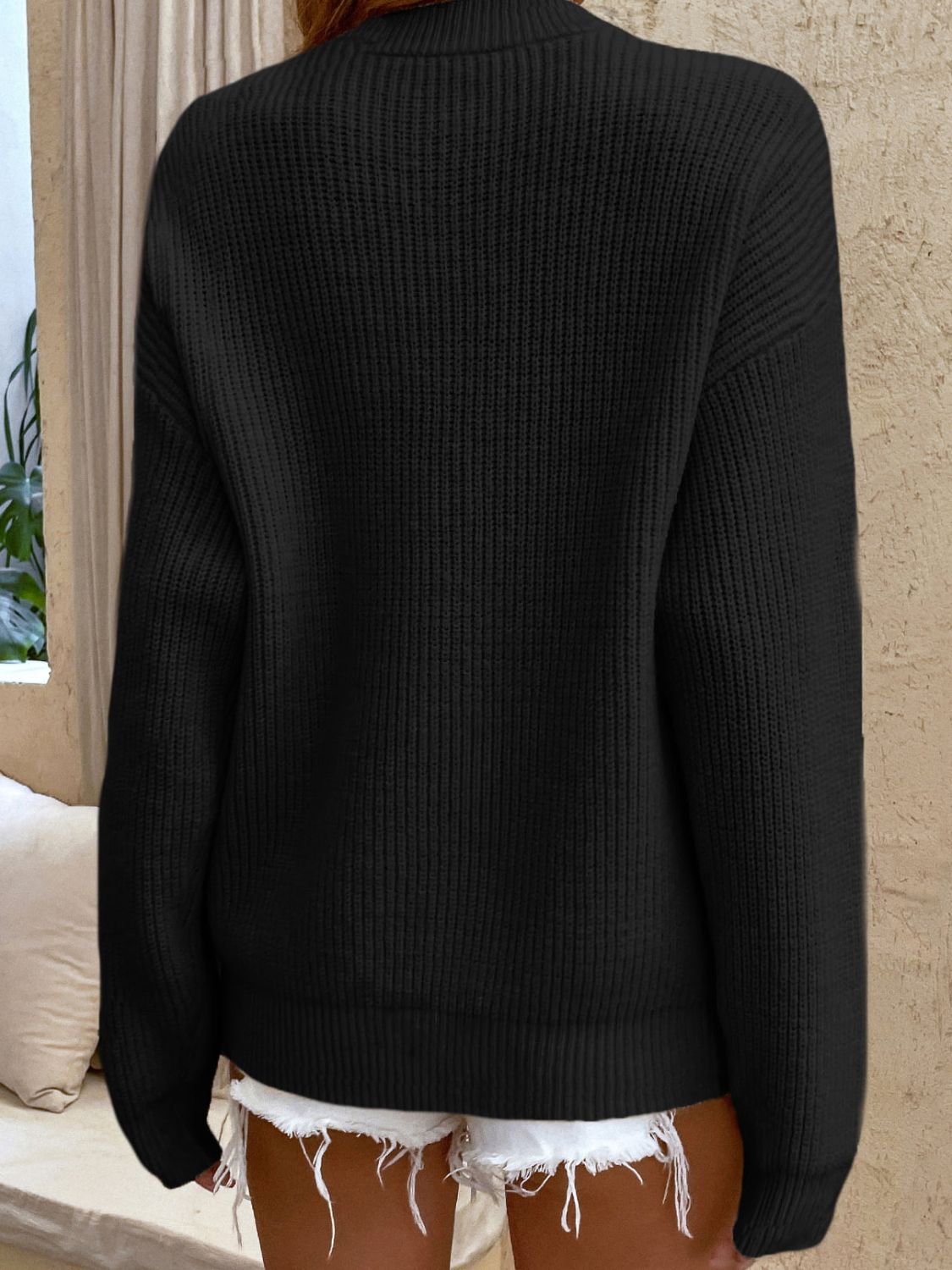 Round Neck Ribbed Button-Down Sweater | On sale | 42%