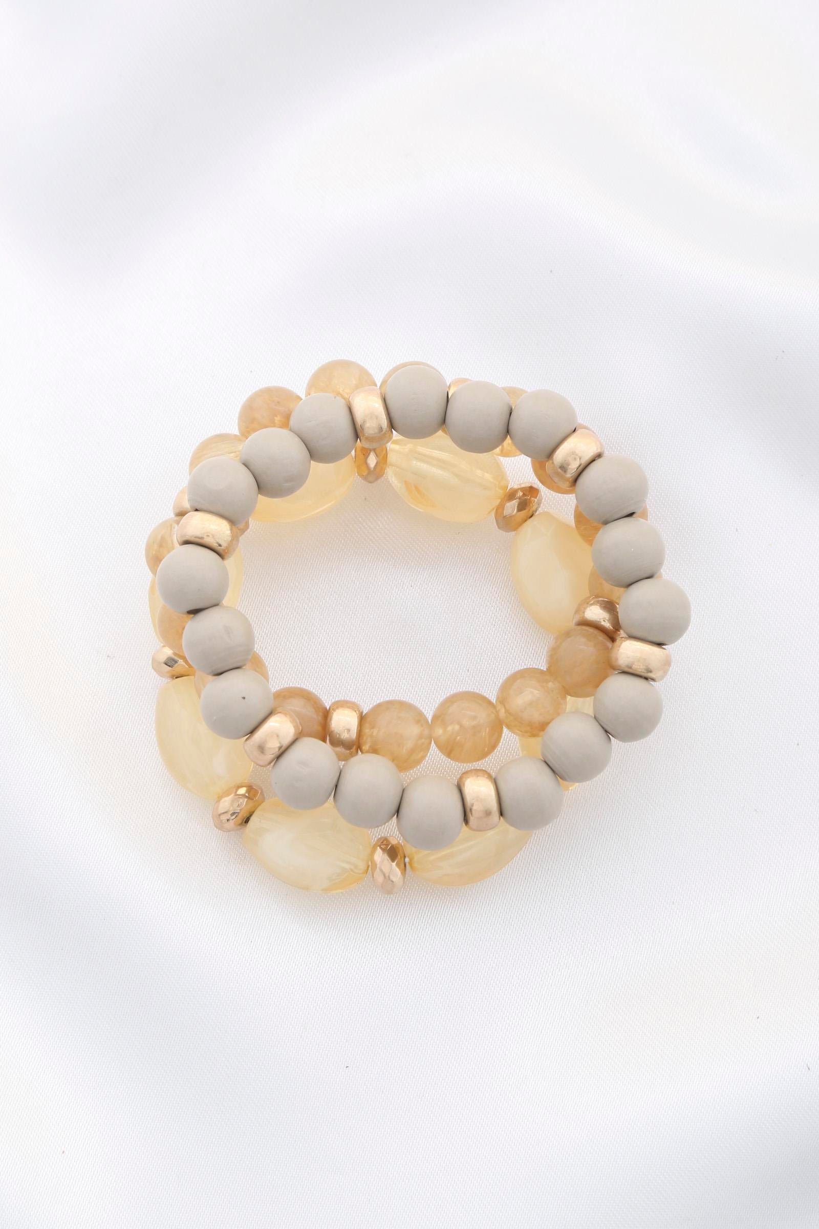 Semi-Precious Stone Wood Bead Bracelet Set