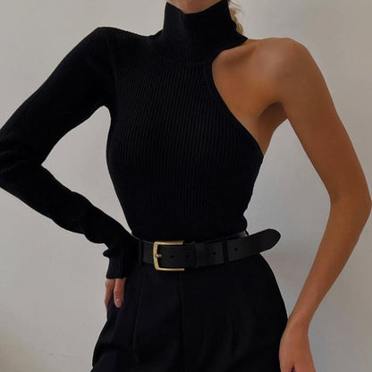 Off Shoulder Ribbed Knitted One Piece 