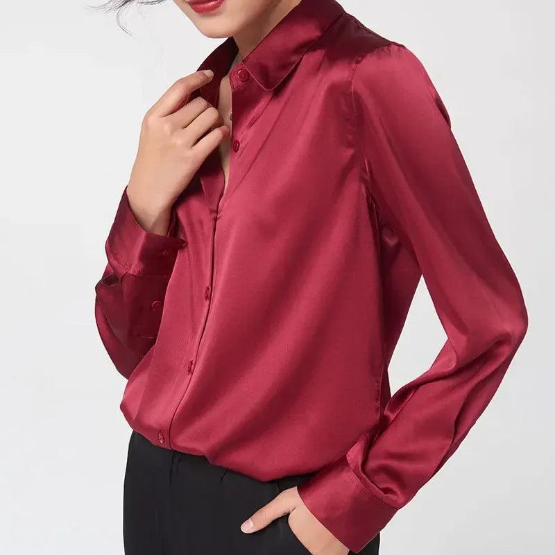 The Nichole Collection Blouse Red Wine / S Soft and Breathable Women's 100% Silk Blouse