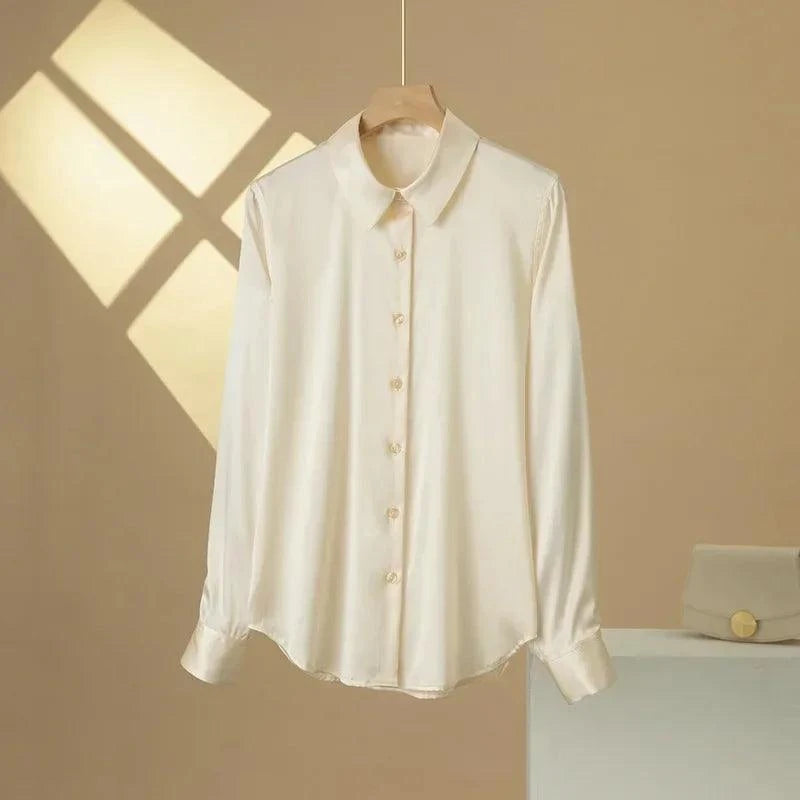 The Nichole Collection Blouse Milk White / S Soft and Breathable Women's 100% Silk Blouse