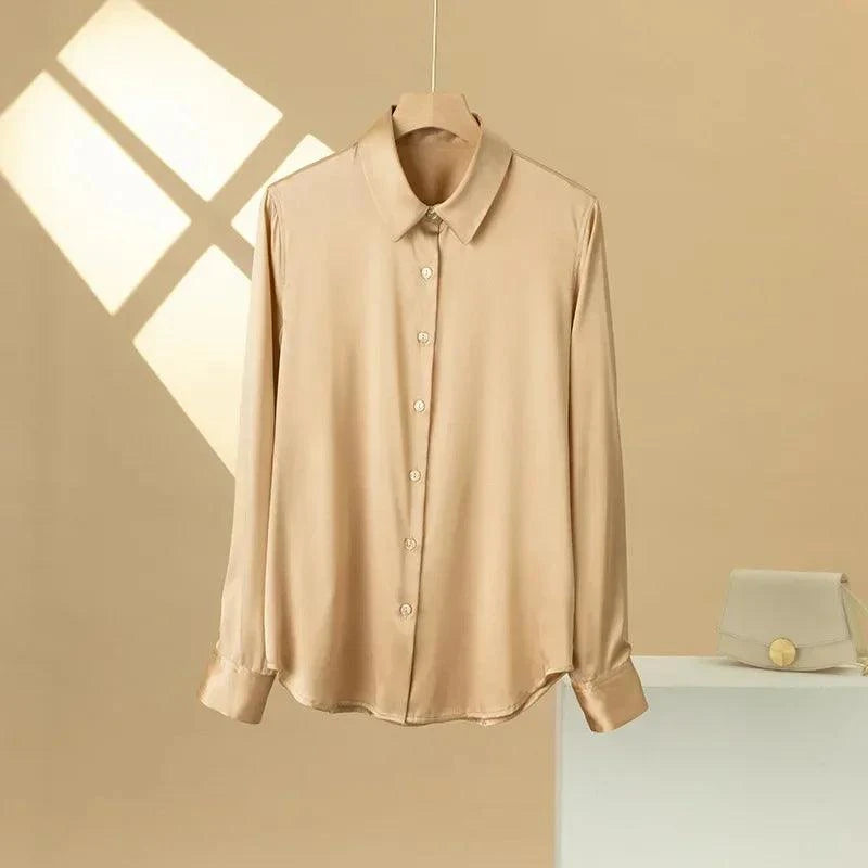 The Nichole Collection Blouse Rose Gold / S Soft and Breathable Women's 100% Silk Blouse