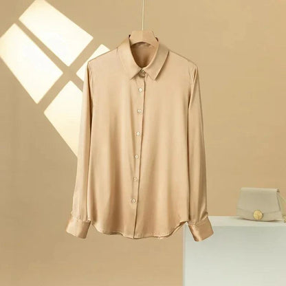 The Nichole Collection Blouse Rose Gold / S Soft and Breathable Women's 100% Silk Blouse