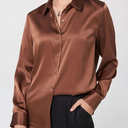 The Nichole Collection Blouse Caramel / S Soft and Breathable Women's 100% Silk Blouse