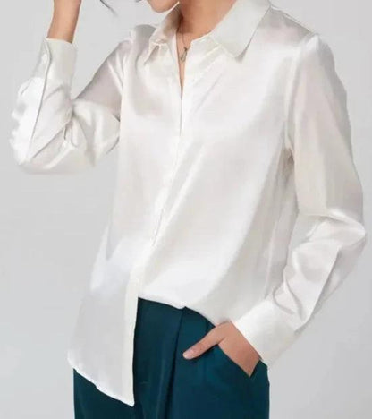The Nichole Collection Blouse White / S Soft and Breathable Women's 100% Silk Blouse