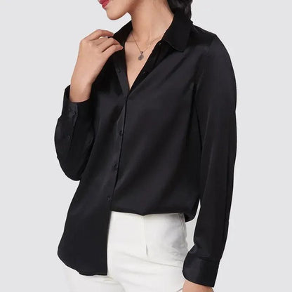 The Nichole Collection Blouse Black / S Soft and Breathable Women's 100% Silk Blouse