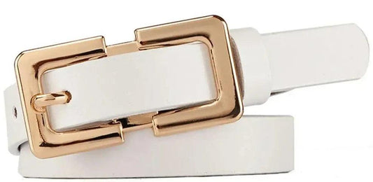 Soft Genuine Leather Ladies Belt with Gold Buckle - by The Nichole Collection