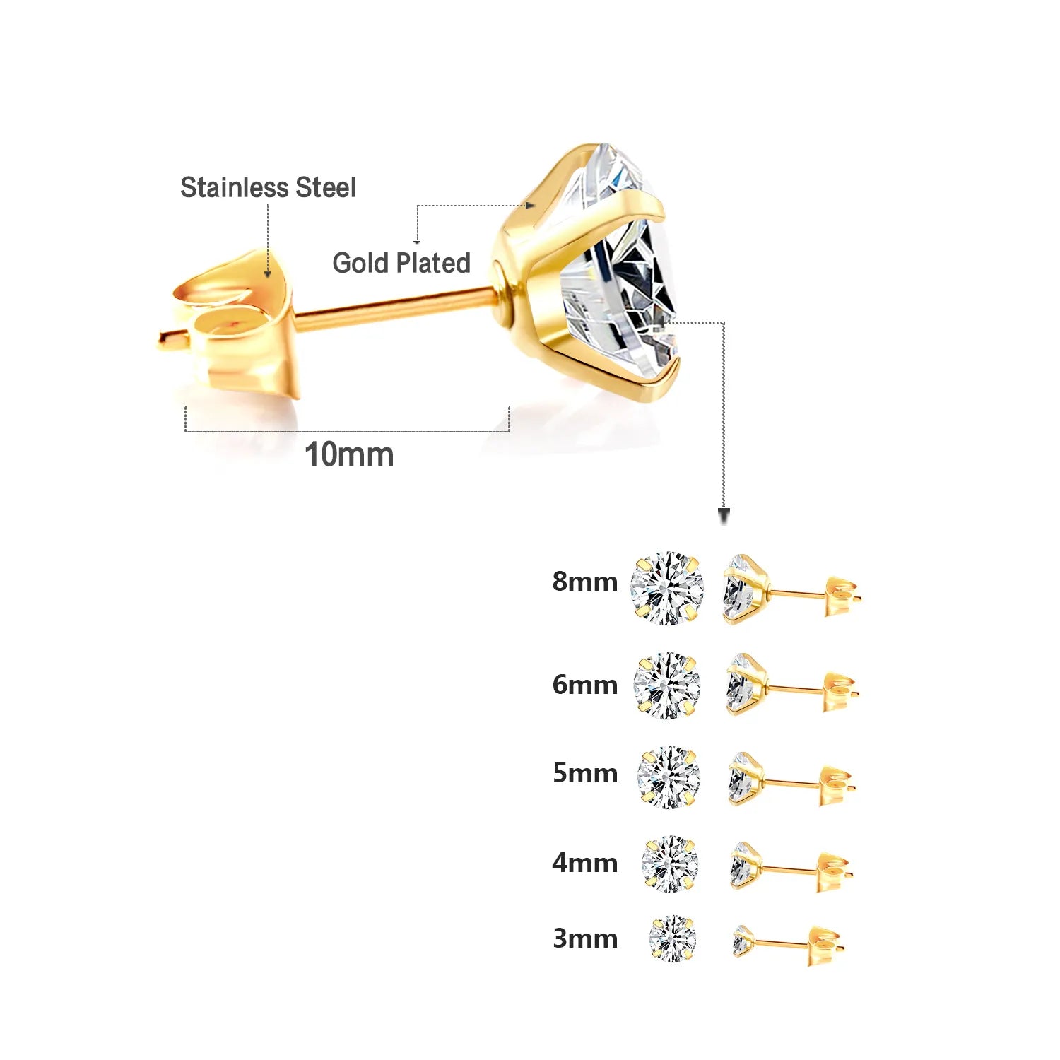 Sophisticated Cubic Zirconia Studs