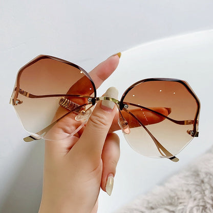 Curved Rimless Sun Glasses 