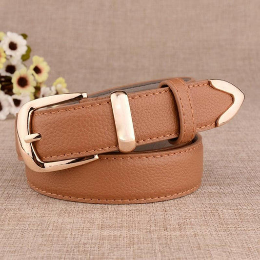 Stylish Genuine Leather Belt with Gold Buckle - Belts by The Nichole Collection