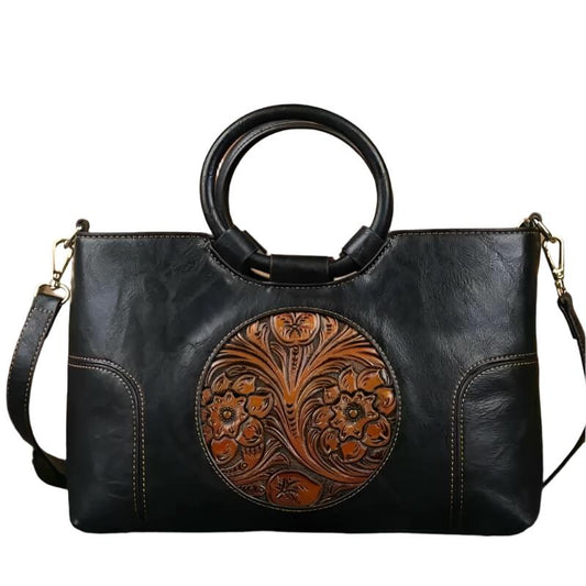 Stylish Hallmark Handmade Embossed Shoulder Bag - Vegan Leather by The Nichole Collection