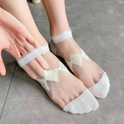 5 Pairs Summer Short Women's  White Socks 