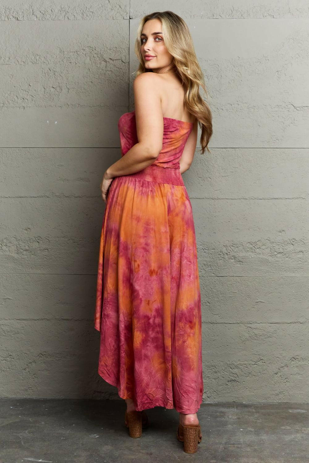 In The Mix Sleeveless High Low Tie Dye Maxi Dress