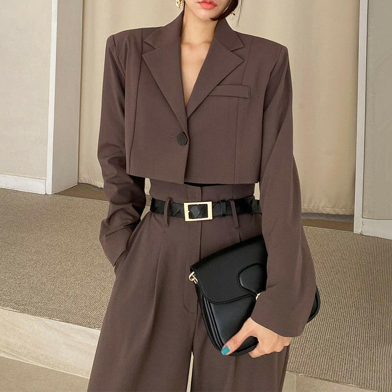 Two Piece High Waist Wide Leg Long Pant Set 