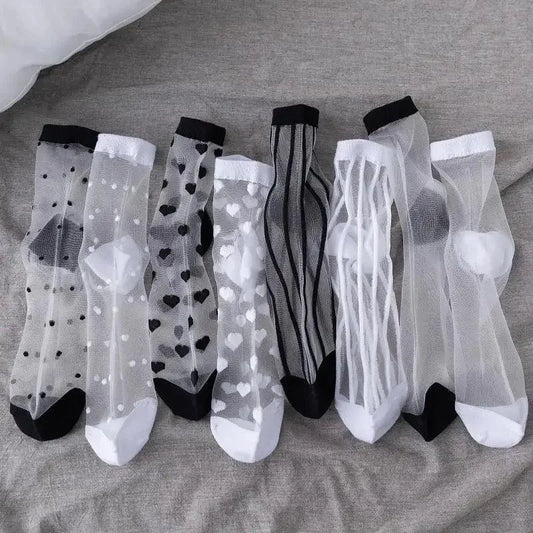 The Nichole Collection Women's Transparent Mesh Fishnet Short Socks