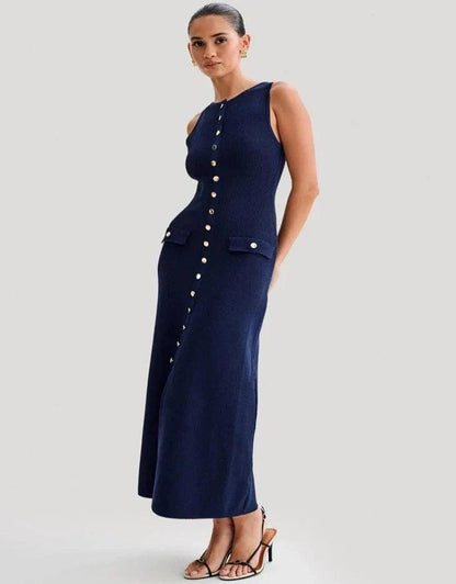 Women's Form-Fitting Sleeveless Knit Maxi Dress - Elegant & Versatile - by The Nichole Collection