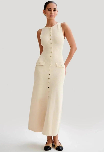 Women's Form-Fitting Sleeveless Knit Maxi Dress - Elegant & Versatile - by The Nichole Collection