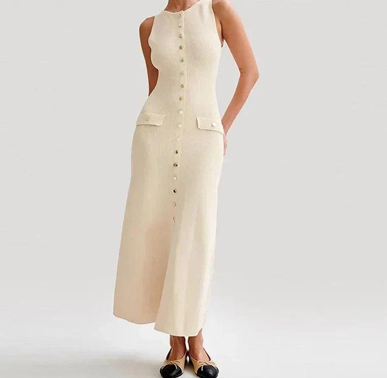 Women's Form-Fitting Sleeveless Knit Maxi Dress - Elegant & Versatile - by The Nichole Collection