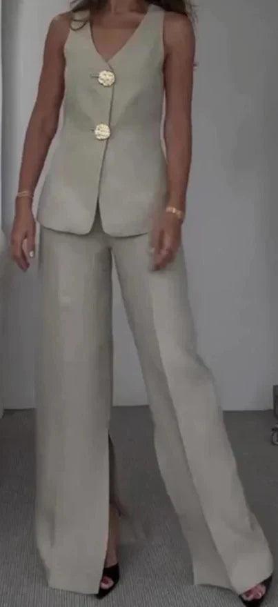 Women's Sexy Vest & Split Pant Duo