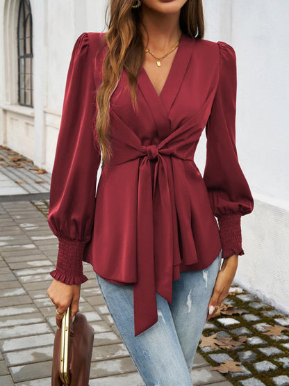 Women's Soft Smocked Long Sleeve Blouse - Blouse by The Nichole Collection