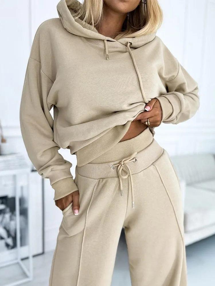 Hooded Pullover Activewear Two Piece Set