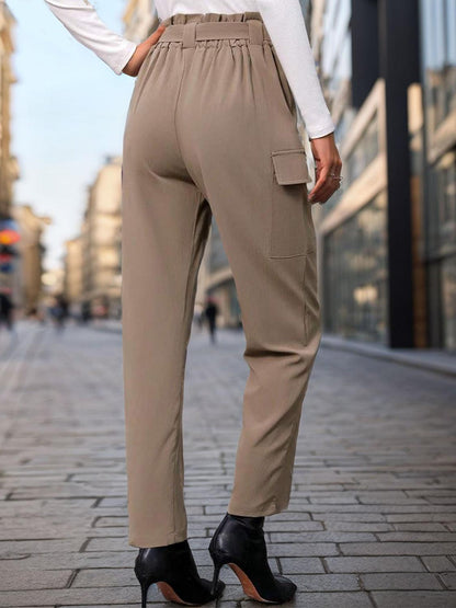 Essential High Waist Straight Pants in Polyester